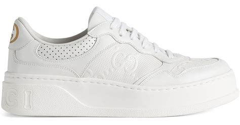 Women's GG sneaker in white leather 